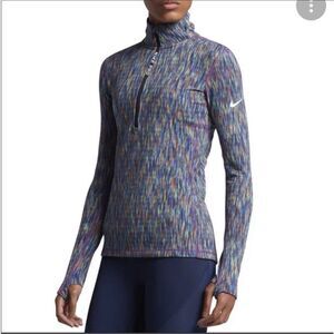 Nike Pro Hyperwarm Multi Color 1/4 Zip Running Jacket sz Small